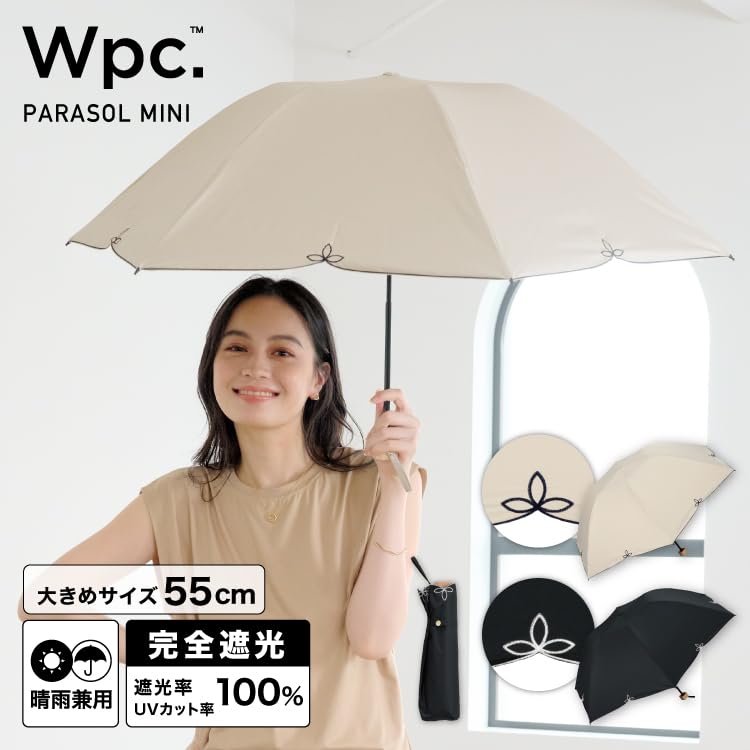 Sunshade Dome Wide Light UV UPF Heat Suitable for Rain or Folding 55cm Perfect for or Any Stylish for Product [2025] Wpc. Parasol, Scallop, Mini,