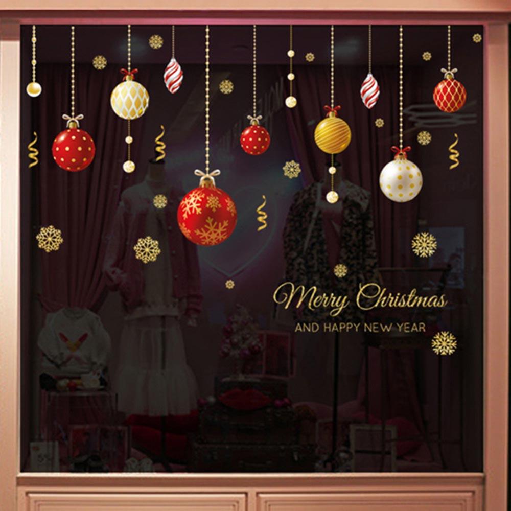1PCS Merry Christmas  Ball Wall Casement Casement Stickers Christmas Wall Sticker Kids Room Wall Decals Merry XMAS Home Decor