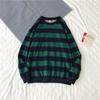 Men's Autumn Winter Round Neck Stripe Sweatshirt Pullover Tops Long Sleeved