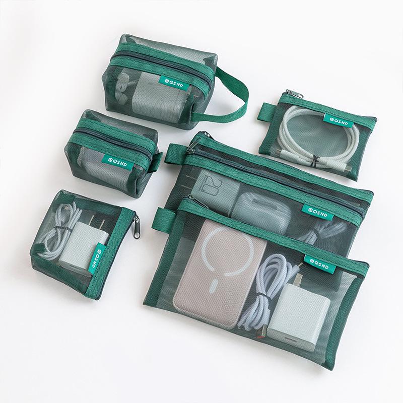 

Transparent Mesh Storage Bag for Cables, Coins, Cards, Keys & Earphones Flat