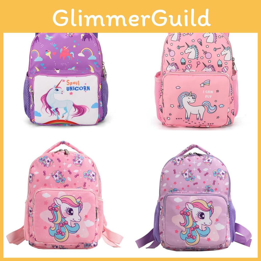 Unicorn Printed Cartoon Backpack Nylon Construction Suitable For Children Daily