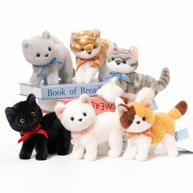 Bow Standing Adorable Cat Plush Toy For Children Birthday Present And Collection