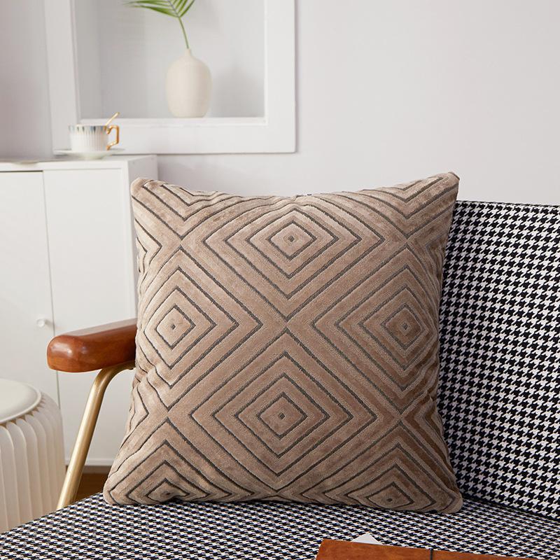 Cut Velvet Invisible Zipper Cushion Bedside Backrest Furniture Gift Square Pillow Square Cushion Leather Pillow