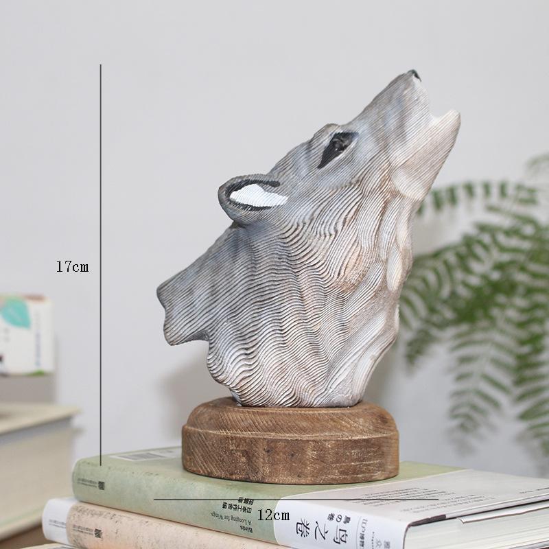 Konstgjord Djurskulptur Träsnideri Tiger Lejon Djurhuvud Träsnideri Hantverk Tallris Prydnader Heminredning Tillbehör