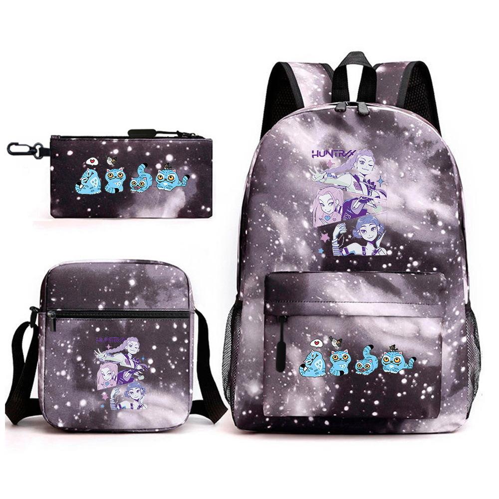 Demon Hunter Girl Group Backpack Kpop Backpack Digital Color Printing Boys And Girls School Bag Shoulder Bag Three-Piece Set