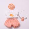 Orange Sitting Labubu Time Cloth Plaid Pants 17cm Plush Dolls Clothes  Kids Girls Toys