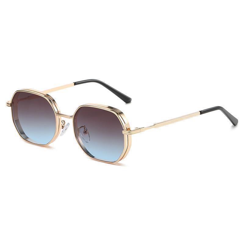 1pc Metal Fashion Round Men's Sunglasses Outdoor Driving Driving Fishing Gradient Sunglasses Women's Sunglasses