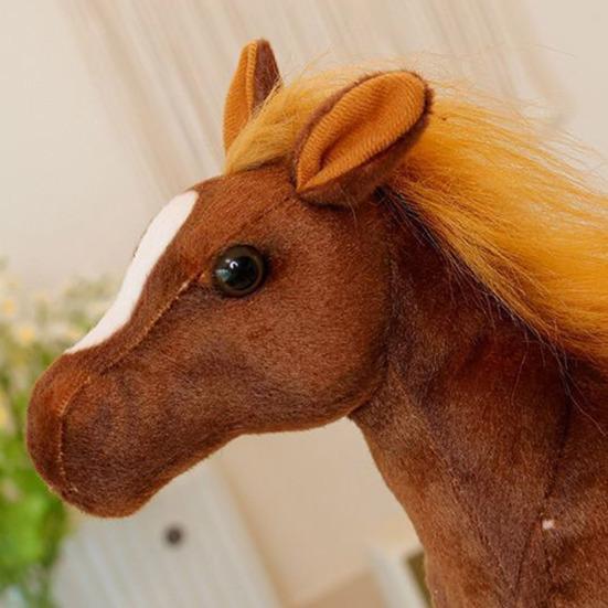 Kids Horse Doll Fleece Fabric Foal Shape Doll PP Cotton Filling Easy To Maintain Children Playroom Horse Companion