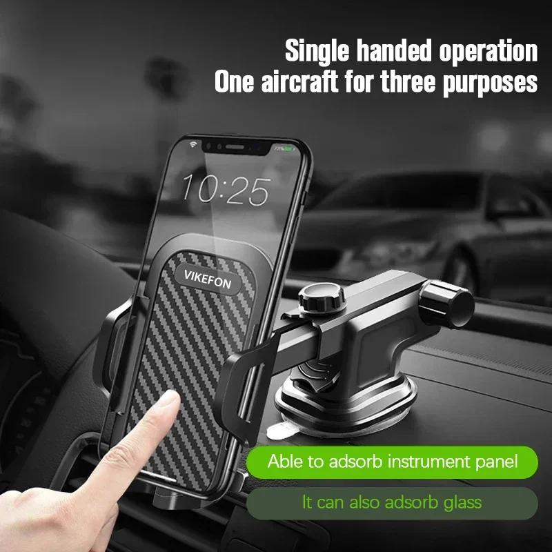 VIKEFON Sucker Car Phone Holder Mount Stand Suction Cup Smartphone Mobile Cell Support in Car Bracket For iPhone Xiaomi Samsung