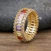 Nidin Top Quality Rainbow Cubic Zirconia CZ Ring For Women Girls Fashion Engagement Wedding Band Charm Party Jewelry Gift
