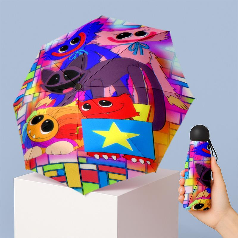 Poppy Playtime Imprimé 5 ?Pliage Mini Parapluie 8?Parapluie compact coupe-vent à nervures pour femmes, de poche