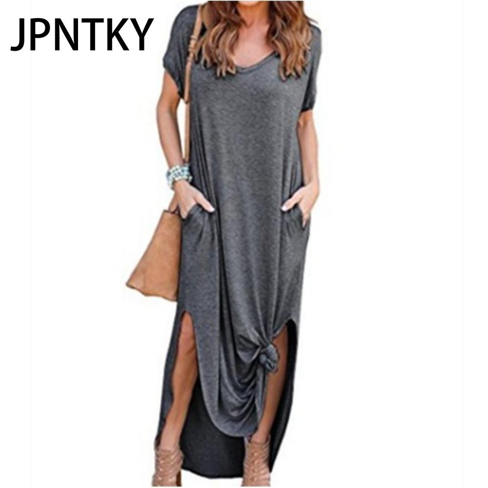 

JPNTKY Сексуальное женское платье размера плюс 5XL, летнее однотонное повседневное платье макси с коротким рукавом для женщин, длинное платье, женские платья XXXXXL темно серый