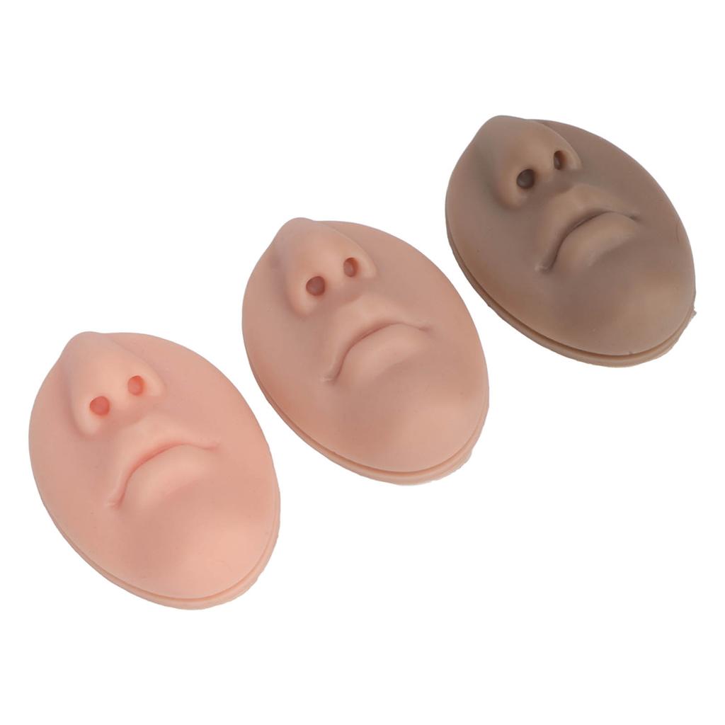 3pcs Silicone Nose Mouth Model Professional Soft Flexible Reusable Simulation Silicone Piercing Model