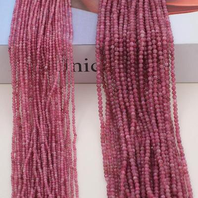 Collana di Perle Rotonde in Tormalina Rosa Naturale Sfaccettate 2-3mm Disponibile