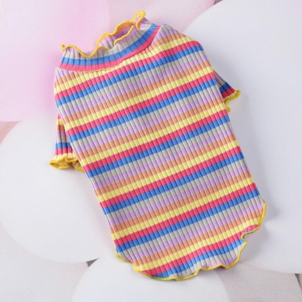 Stretchable Dog Elastic Bottoming Rainbow Dogs T-shirt Two Legged Puppy Vest  Indoor Wear