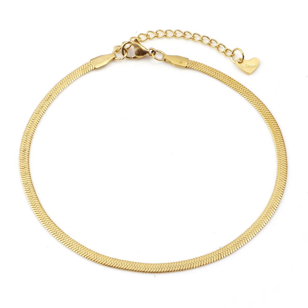 Fashion Stainless Steel Link Chain Anklet Gold Color Bracelet For Women Barefoot Beach Leg Chain Summer Jewelry Gift 23.5cm Long