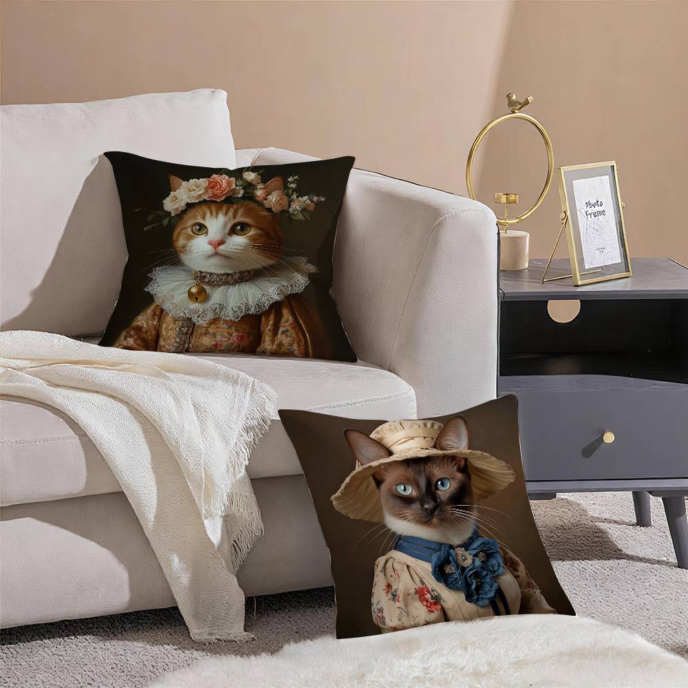 Quirky Elegant And Luxurious Crown Cat Pillow Case Sofa And Living Room Decorative Cushion Covers Dust-proof And Mite-proof F