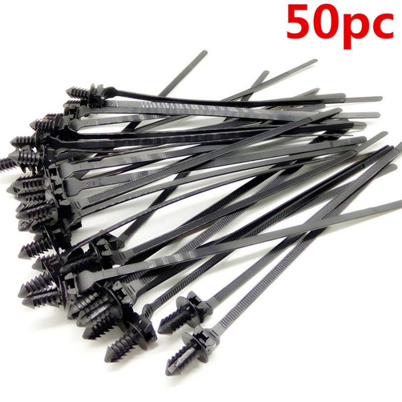 New 100Pcs Metal Mixed Auto Fastener Clips +50pcs Tie Black Wrap Fastener Kits