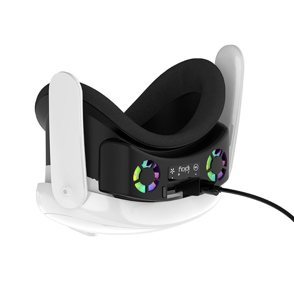 VR Cooling Fan Face Cover Facial Interface Radiator with RGB Light with Anti-Leakage Nose Pad for Meta Quest 3 Accessories