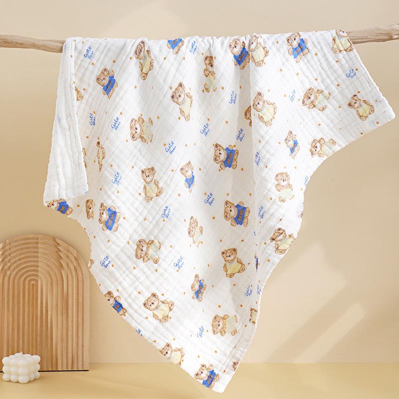 Pure Cotton High-Density Gauze Baby Bath Towel, Four-Layer Newborn Blanket