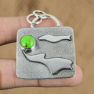 Natürlicher Kupfer-Grün-Türkis Edelstein 925 Sterling Silber Anhänger Für Mädchen