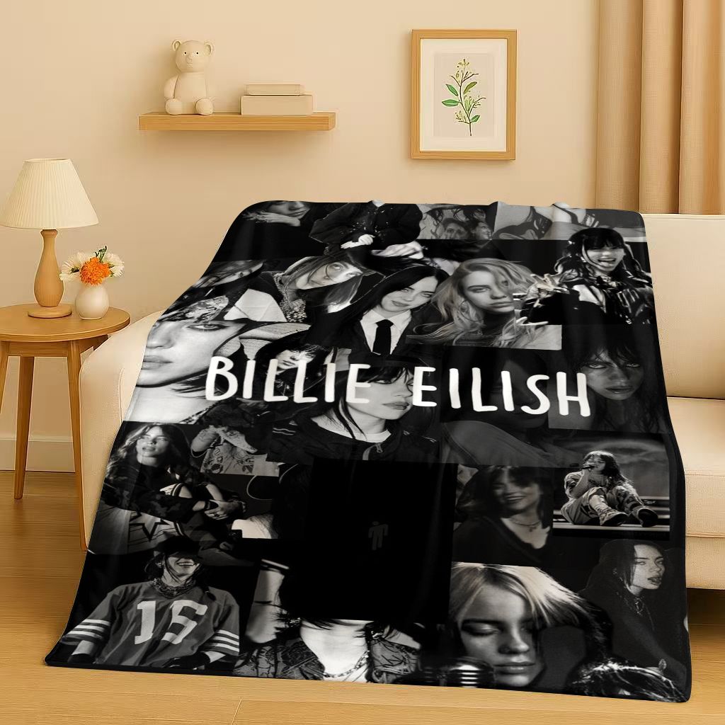 3D Billie Eilish Hit Me Hard and Soft Singer Flannel Blanket,Ultra Soft Warm Plush Throw for Home Bedroom Bed Sofa Cover Kids