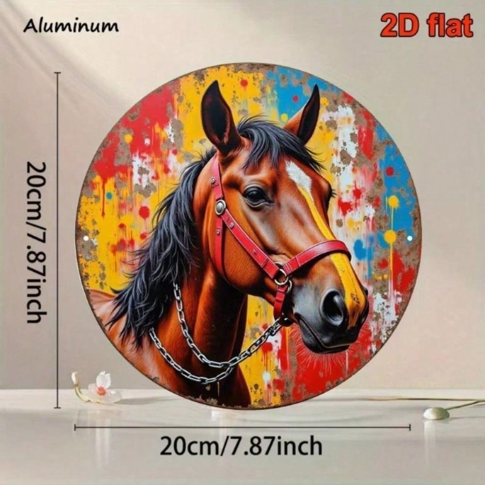 Metal Poster Horse Head Retro Aluminum 8x8 Inch for Bar Wall Decor