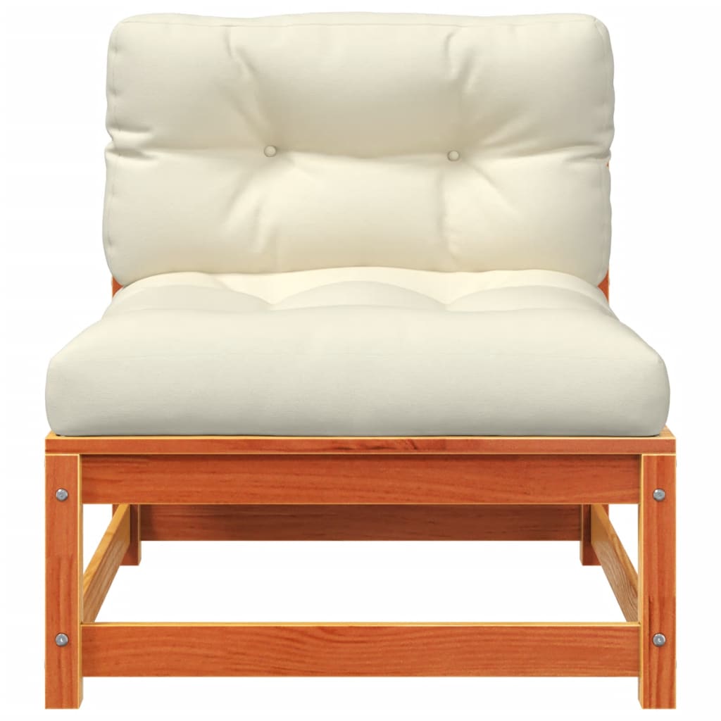 Garden Sofa Without Armrests with Cushions and Footstool