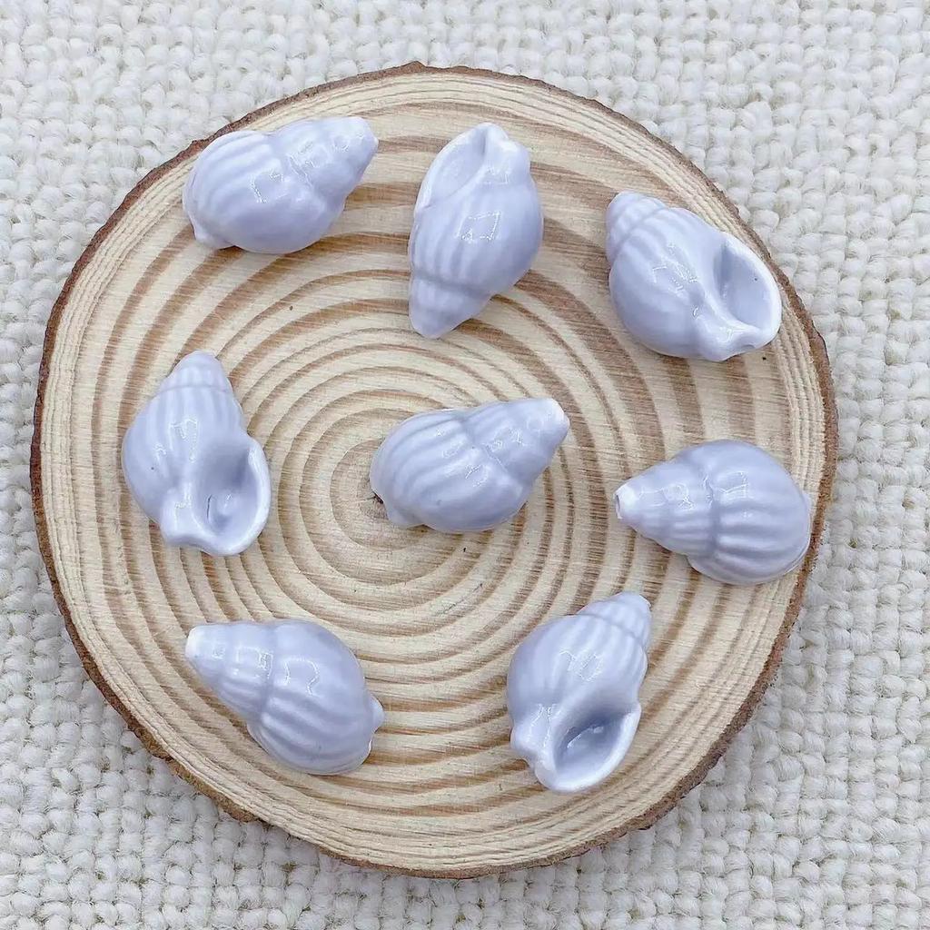 DW43 10Pcs Fashion Conch Shape Good-looking Ceramic Porcelain Beads DIY Handmade Pendant Bracelet Necklace Accessories Jewelry