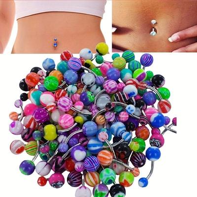 15/40/100 Adet Kadın Erkek Moda Paslanmaz Çelik Göbek Piercingi Vücut Piercingi Piercing Halkası Göbek Takısı
