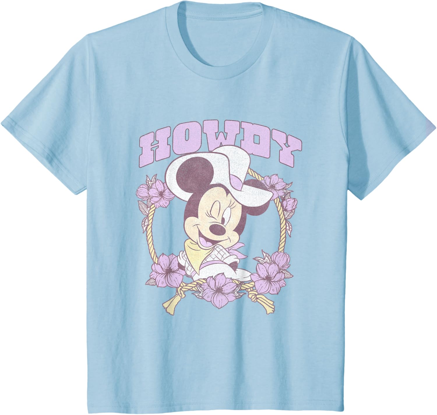 Hot Fashion Casual Disney Minnie Mouse Cute Cowgirl Minnie Vintage Big Logo T-Shirt S-4XL Summer L baby голубой