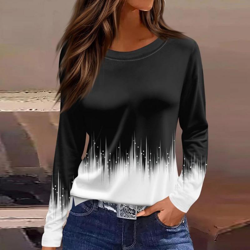 Women's T-shirt 3D Petals Falling Print Fashion Long Sleeve Round Neck Regular Top Holiday Weekend Spring and Autumn Clothing