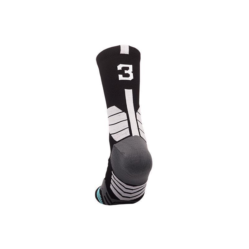 Digitale Basketballsocken für Herren – Elite-Handtuchgefühl, Wadenlang, Sternnummern-Design, Sport-Essentials für Herbst und Winter