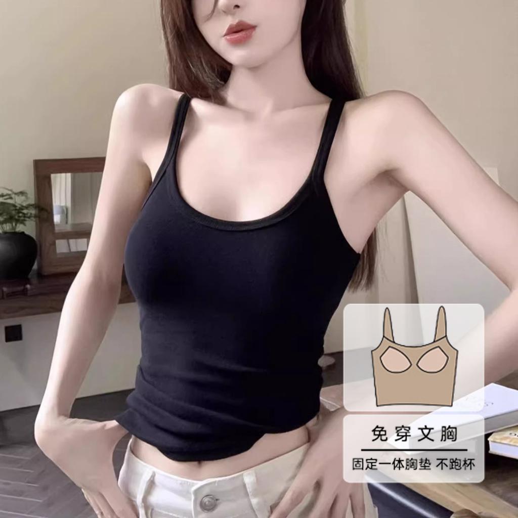 Selection of High Elastic Threaded Cotton Summer Clothes, New Spice Girl Sling Vest, Women's I-shaped Inner and Outer Wear, Beautiful Back Top