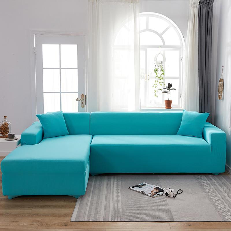 Solid Color Stretch Sofa Cover for Living Room Elastic Slipcovers  Couch Cover L Shape Armchair Cover Single/Two/Three/Four Seat