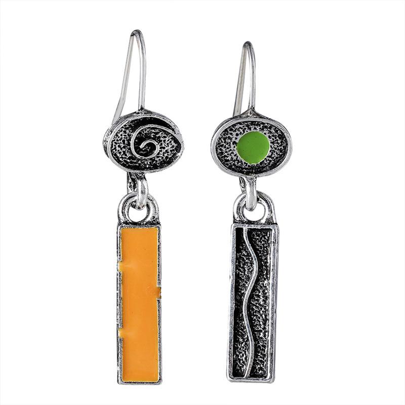 

Винтажные креативные геометрические асимметричные серьги, богемные серьги-капли с масляной эмалью естественной кривизны