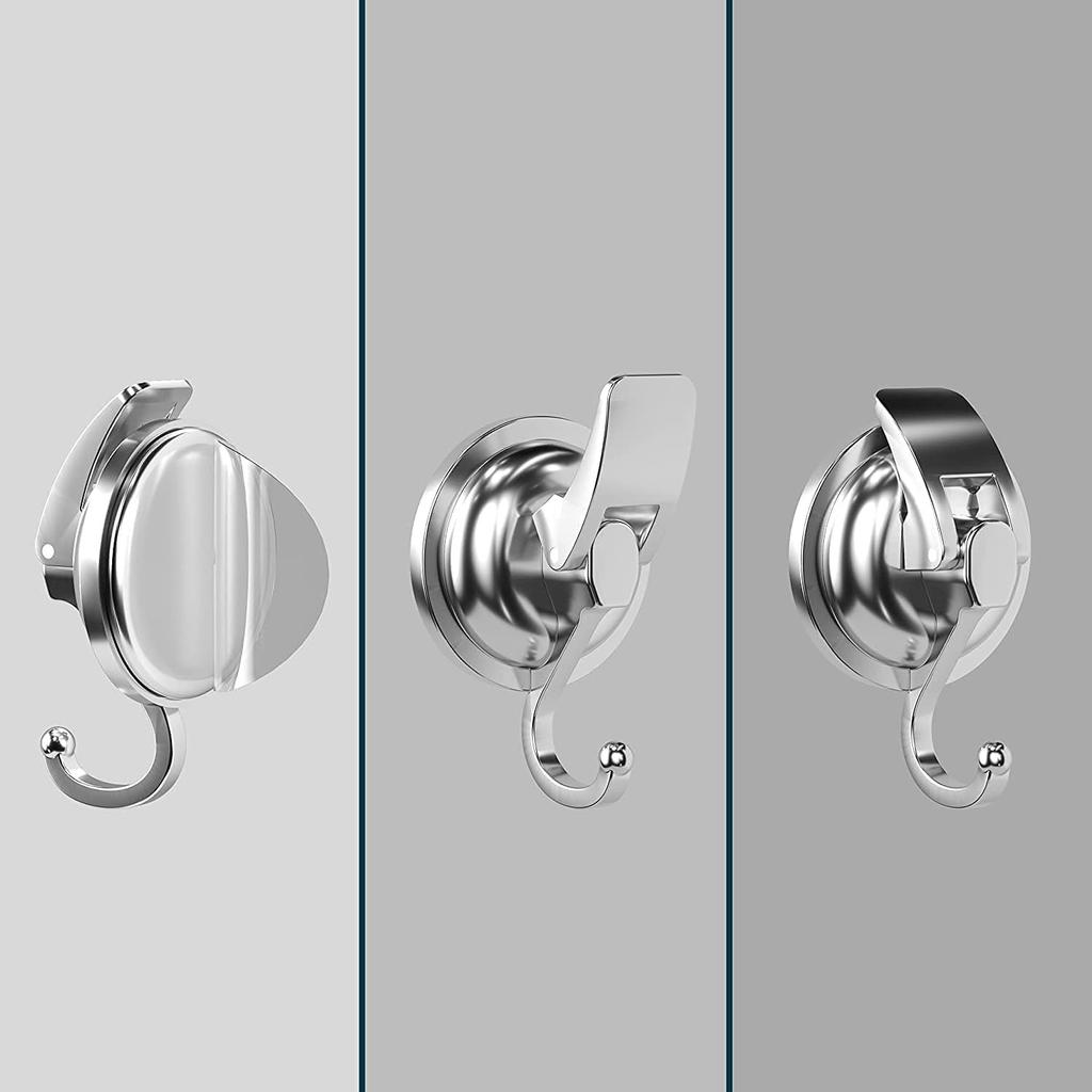 1 confezione Ganci a Ventosa Resistenti, Placcati Argento Lucidati Super Aspirazione per Cucina Bagno