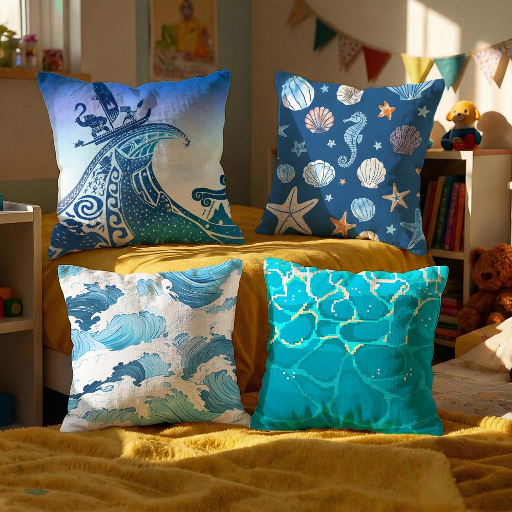 Light Blue Ocean Ripple Cushion Cover Decorative Cushions Covers Cover Sofa X Pillow Piece X X Pillowcase