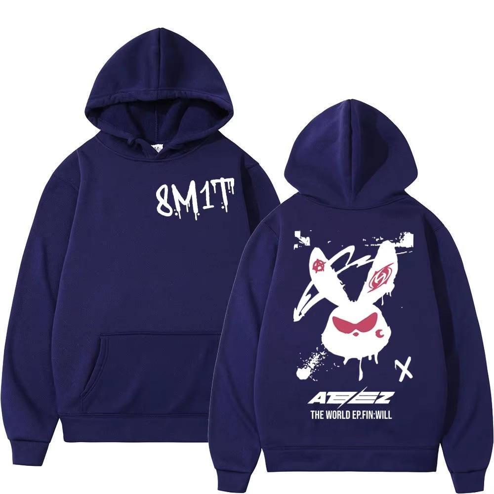 Autumn Men's Women's Hoodies Ateez 8M1T Printing Unisex Fashion Pullover Long Sleeves Loose Casual Vintage Sweatshirts
