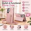 Samsung S26 Series PU Leather Phone Case with Long Strap, Zipper Pocket and Kickstand