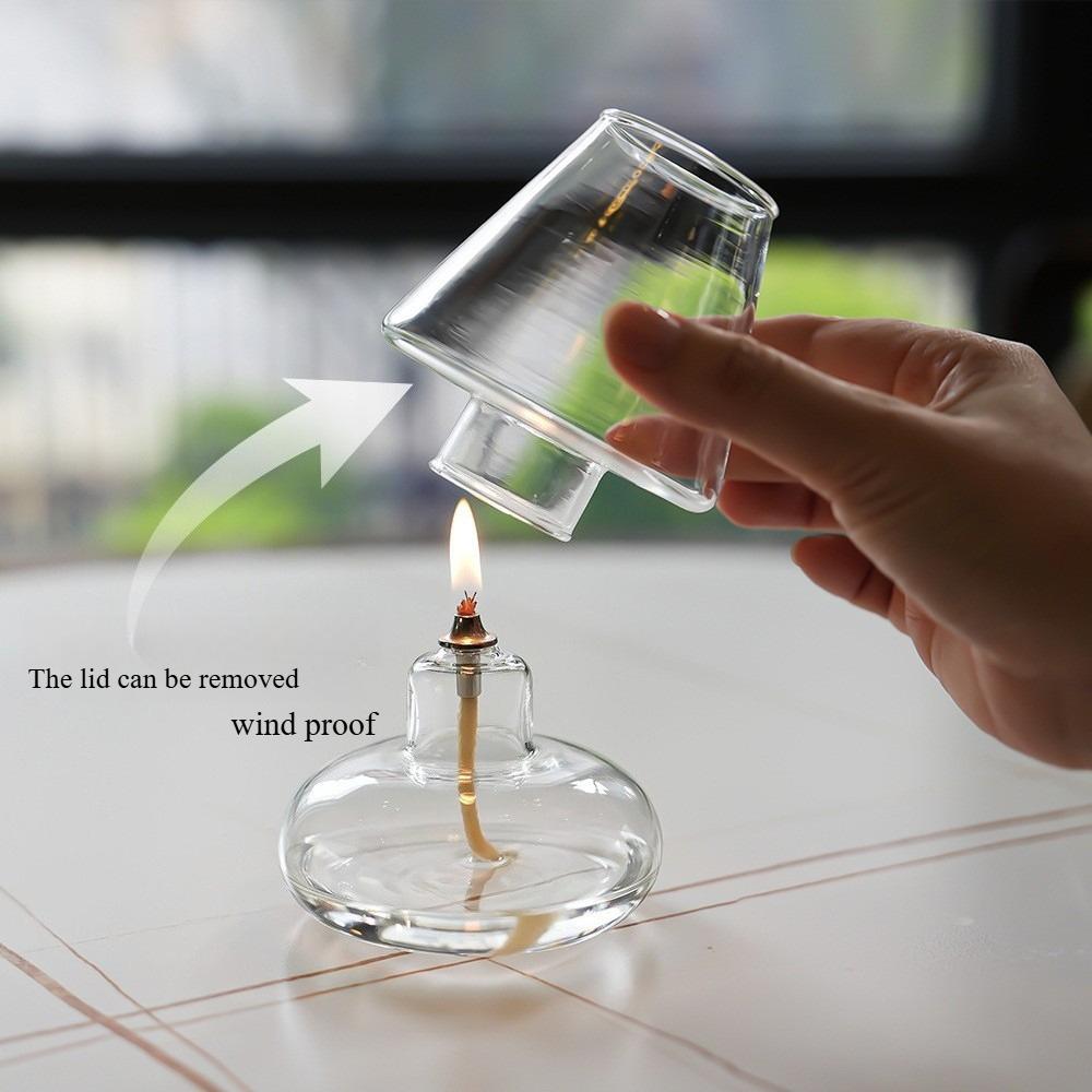 Minimalist Creative Glass Oil Lamp Cover Candlestick Transparent Windproof Candle Holders Nordic Style Romantic Home Decorative