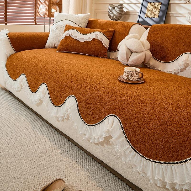 

Four Season Universal Anti Slip Sofa Cushion Household Living Room Furniture Dust Cover French Style Sofa Towel Couch Blanket 45X45cm pillowcase