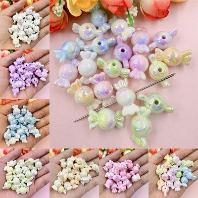 20 pz 11.2*21.4mm Placcato Colore Acrilico Forma di Caramella Perline Sparse Accessori Gioielli FAI DA TE Per Il Braccialetto Orecchino Che Fanno