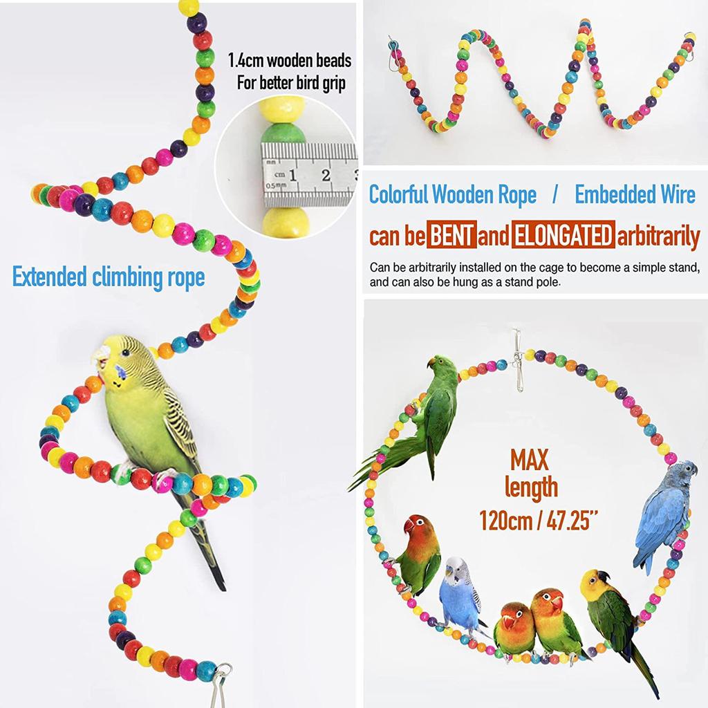 15pcs Bird Swing Chewing Toy Colorful Bite Resistance   Swing Toys Set for Finch Budgie Parakeets Cockatiels