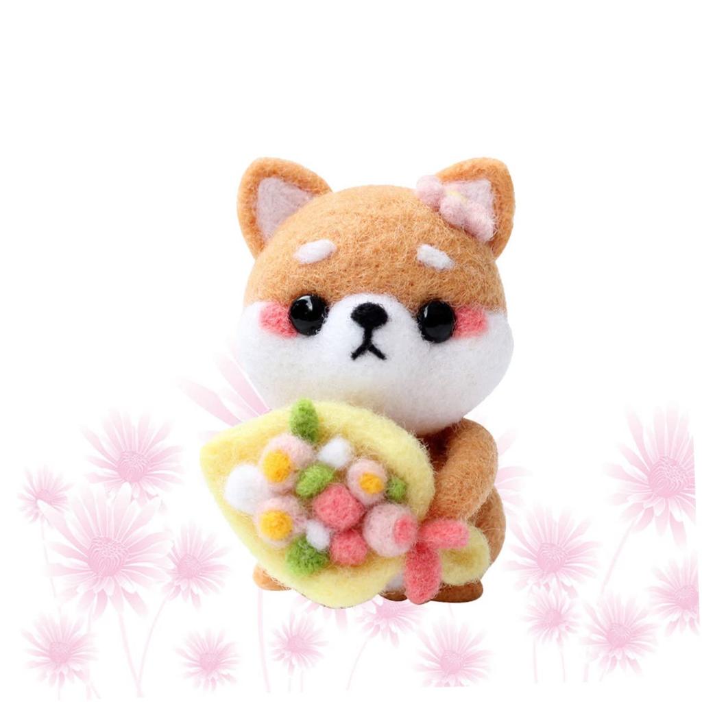 ERINGOGO Needling Felting Shiba Inu Plush Toy DIY Wool Felting Kit with Colorful Handmade Craft Kit, Set, Beginner's Wool,