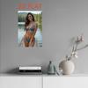 Fashion Lake Bridge Metal Wall Art with Blue Polka Dot Bikini Figure, 12x18 Inch Home Bedroom Decor