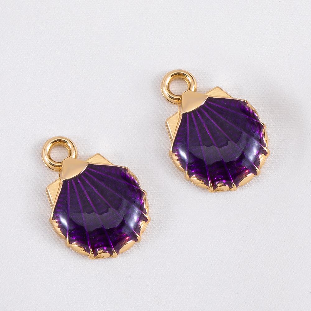 10pcs Cute Green Purple Pink Enamel Ocean Crab Conch Fishtail Heart Charms Alloy Pendants DIY Necklace Bracelet Jewelry Findings