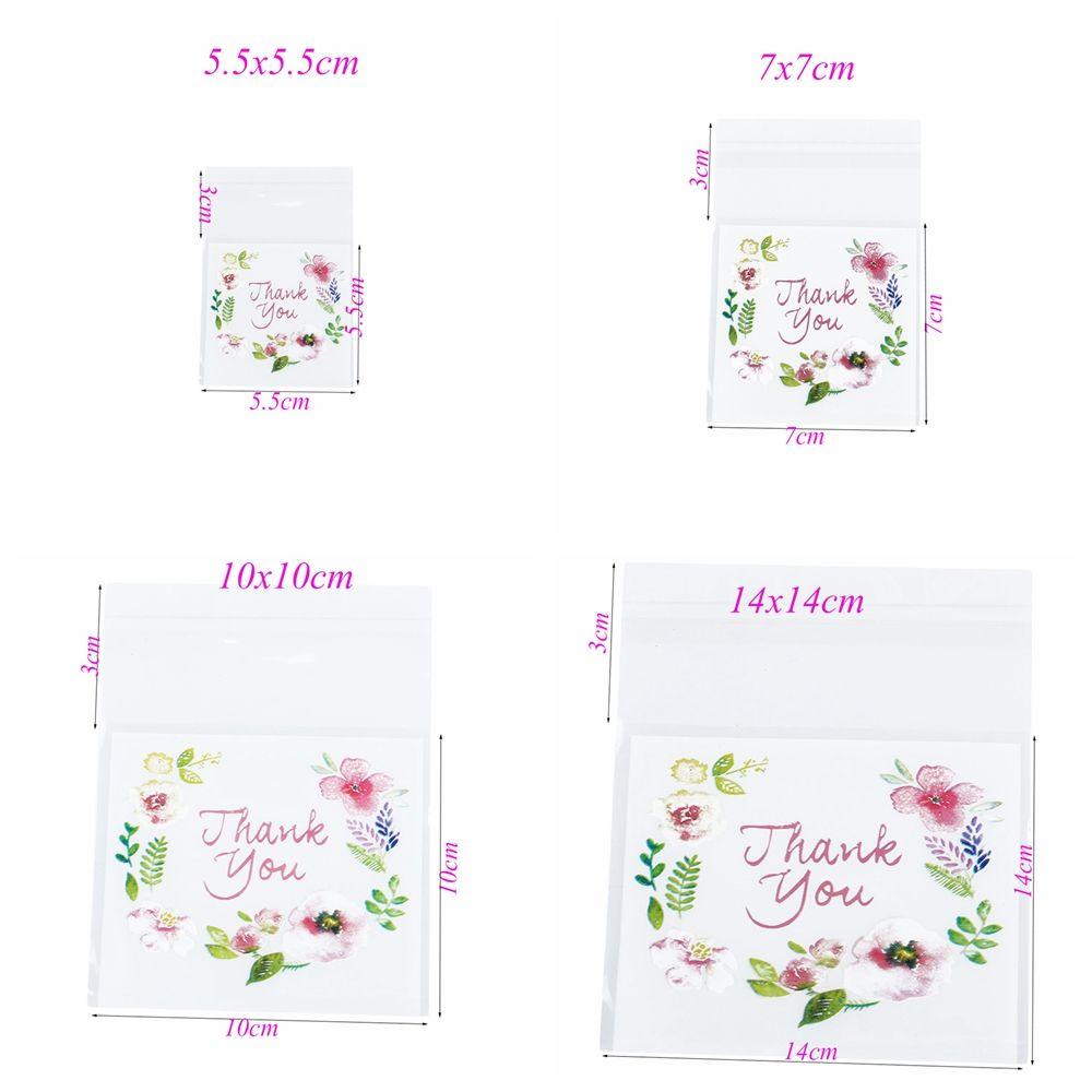 100pcs   4 Sizes New Plastic Wedding Favors Cookie Package Thank You Candy Bag Self-Adhesive