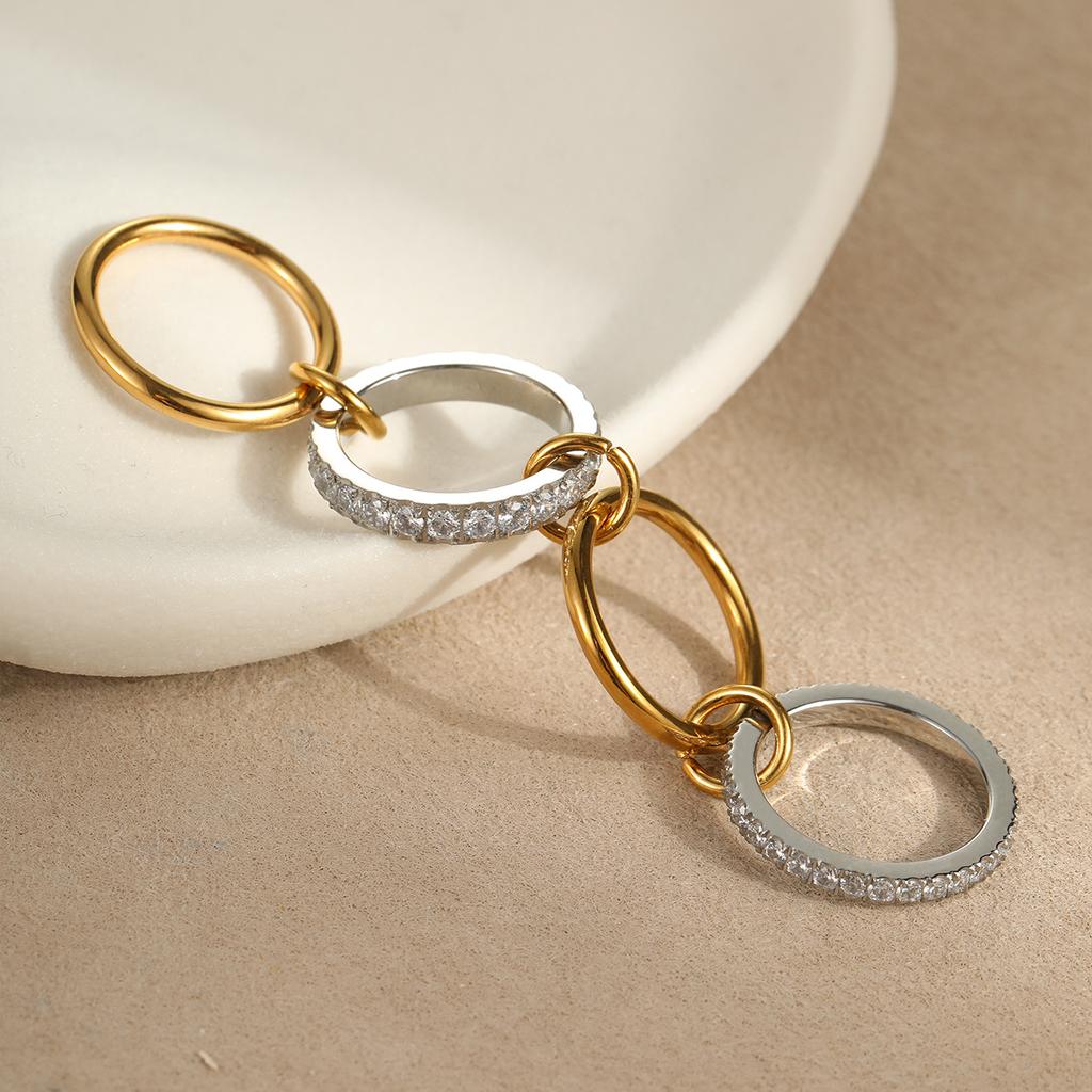 GEMCHIC Women's Stackable Geometric Rings Set, Adjustable 18K Gold Plated Stainless Steel Statement Knuckle Jewelry