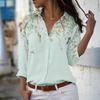2023 Women's Printed Long Sleeve Button-Down Casual Top